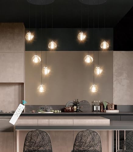 Modern LED Chandeliers Dining Room Kitchen Pendant Lights Lighting for Island Dimmable Fixtures Floating Bubble Crystal 2700K 6000K Remote Dimming 5