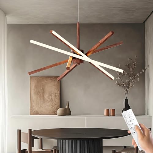 Modern Sputnik Chandelier Ceiling LED Black Pendant Light Embedded Mount Chandeliers Dining Room Light Fixtures Over Table Dimmable with Remote Control for Living Room Kitchen Bedroom