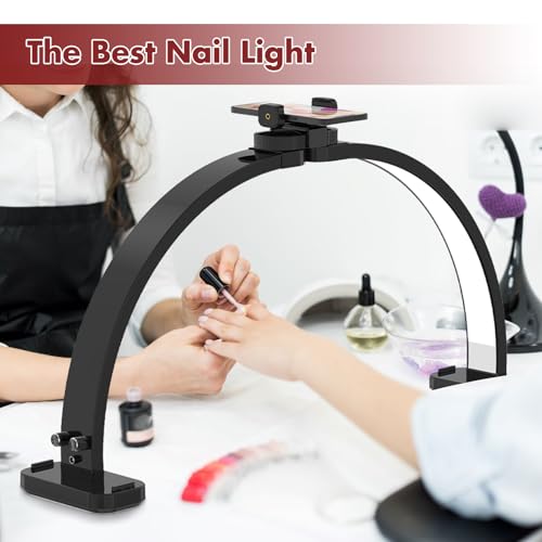 Half Moon Light for Nail Desk with Phone Holder