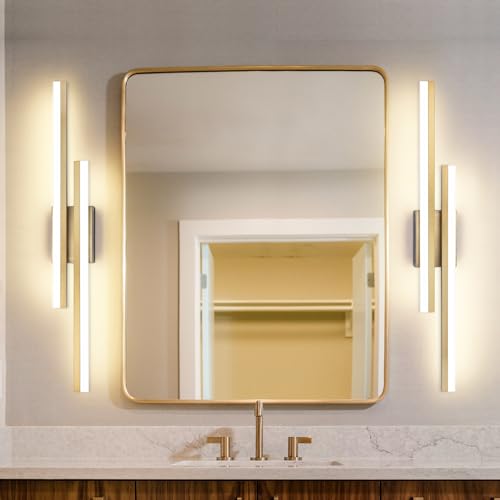 32 Inch LED Bathroom Light Fixtures Over Mirror Brushed Gold Vanity Light Modern Bath Lighting Bar 5CCT