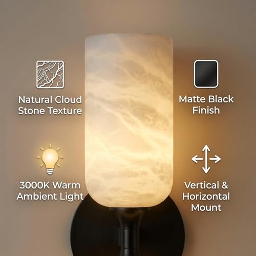 14in Modern Spanish Natural Marble Bathroom Vanity Sconces (2 Count)