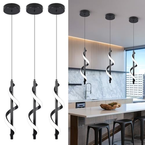 3 Packs Modern Spiral Led Pendant Light Fixture