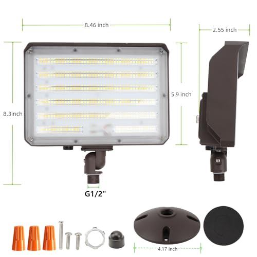 2Pack Dusk to Dawn Outdoor 100W LED Flood Light with Knuckle (2 Count)