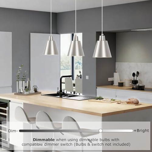 Brushed Nickel Pendant Light Kitchen Island (3 Count)