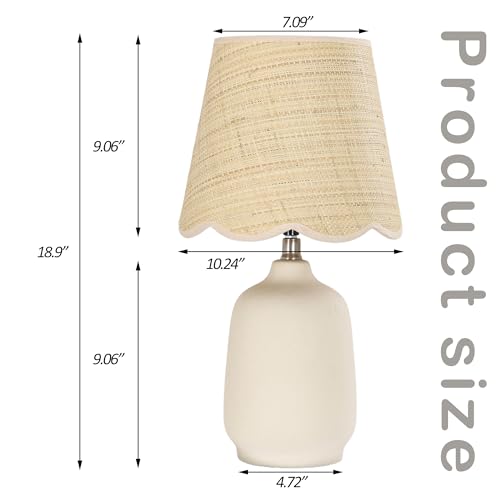 19" Modern Ceramic Table Lamp for Living Room Cream Base Desk Lamps for Bedroom Farmhouse Bedside Nightstand Lamp End Table Lamps
