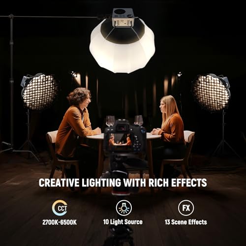 80W LED Video Light with 72Wh Battery & 100W PD Adapter APP
