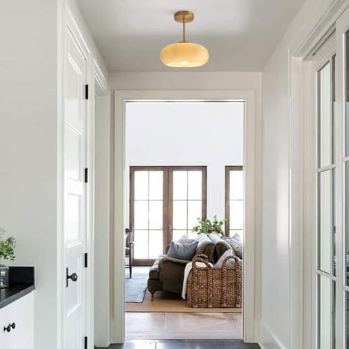 mid Century Ceiling Light Milk Glass Ceiling Light fixtures Glassshade Gold Modern Semi Flush Mount Ceiling Light
