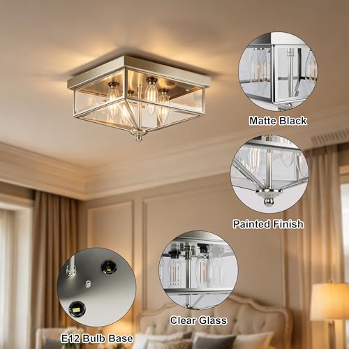 Farmhouse Style Square Flush Mount Ceiling Light
