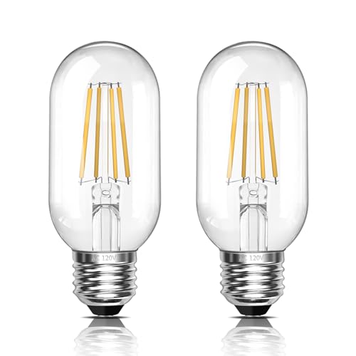 Dimmable Vintage E26 6W LED Edison Bulbs 60W Equivalent 600 Lumens 2700K Warm White CRI90 T45 Antique LED Bulb Clear Glass for Chandeliers (2 Count)
