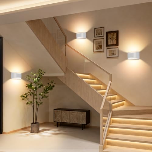 2 Pack Modern LED Wall Sconce Hardwired Indoor Wall Lights Up and Down Wall Mount Light Fixture for Living Room Bedroom Corridor Hallway Conservatory Warm White 3000K (2 Count)