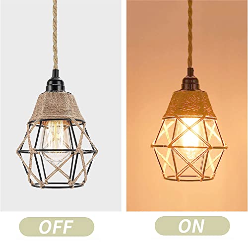 Vintage Boho Lamp Shade Replacement Rustic Industrial Woven Pendant