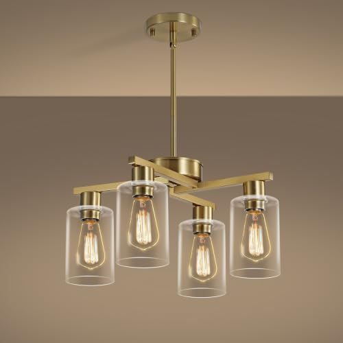 4 Light Farmhouse Gold Chandelier