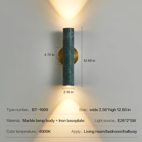 Green Marble Cylinder Wall Sconce