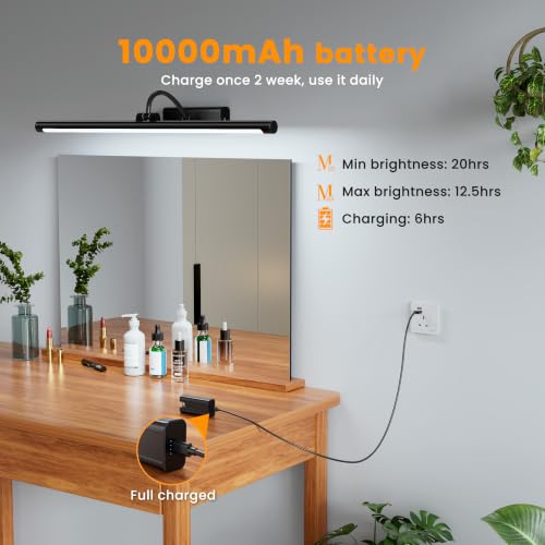 Bathroom Vanity Light Wireless Rechargeable Black 24 inch Black