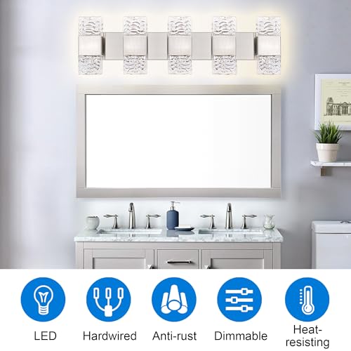 30.3 in LED Bathroom Lighting Fixtures Brushed Nickel Dimmable 40W