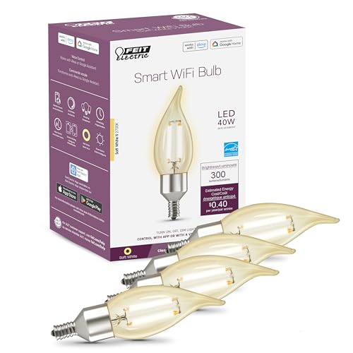 CA10 Smart Flame Tip LED Chandelier Light Bulbs (4 Count)