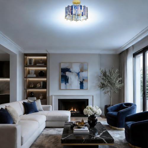 3 Light Tiffany Semi Flush Mount Ceiling Light