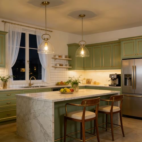 9.8'' Glass Pendant Lights for Kitchen Island