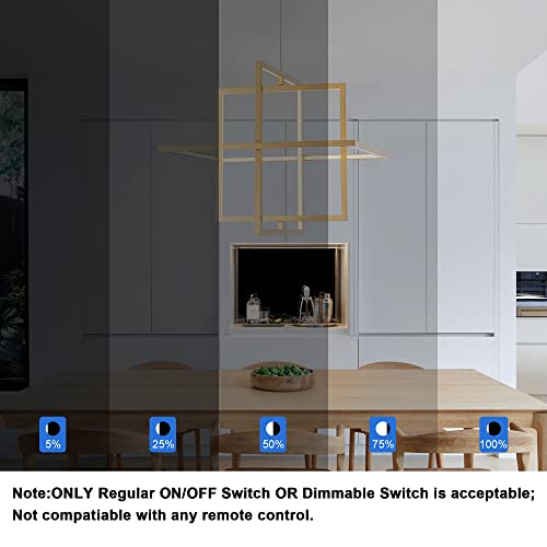 Modern Gold LED Square Hanging Pendant Chandelier