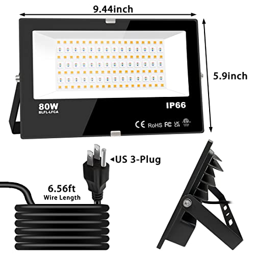LED Flood Light Outdoor 800W Equivalent 8000LM Smart RGB Landscape Lighting (4 Count)