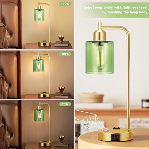 Industrial Green Table Lamps for Bedrooms Set of 2 (2 Count)
