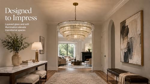 4 Tier 40 Inch Clear Crystal Glass Chandeliers
