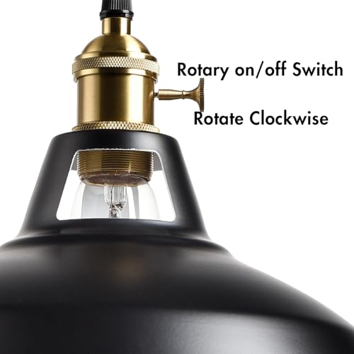 Industrial Black Barn Pendant Light with Switch