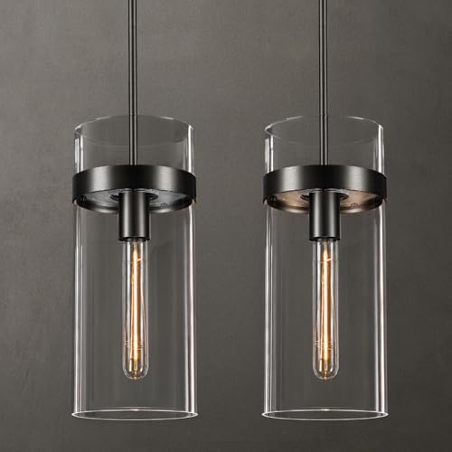 6 Inch Black Pendant Lights Kitchen Island 2 Pc