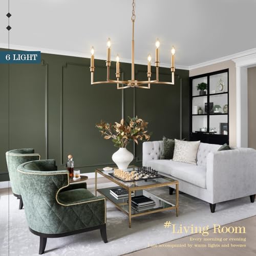 6 Light Candelabra Chandelier Dining Room Gold Chandeliers 26in