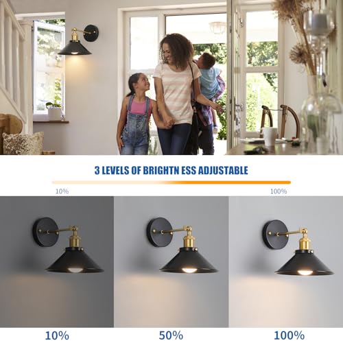 Black & Gold Vintage Rechargeable Battery Operated Wall Sconces (2 Count)
