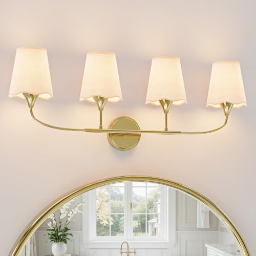 Bathroom Light Fixtures Over Mirror (Gold / 4 Light)