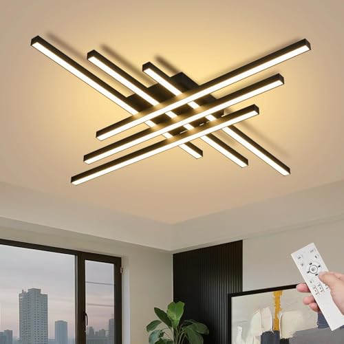 43" Black Modern LED Ceiling Light Fixtures With Remote