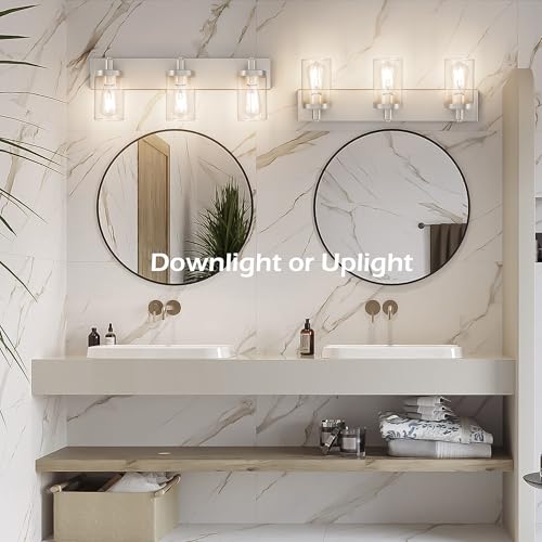 Brushed Nickel Bathroom Light Fixtures 3 Lights Vanity Light for Bathroom Lighting Fixtures Over Mirror