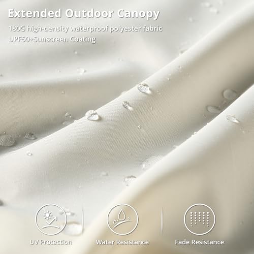 15ft Large Patio Umbrellas with Base & Solar Lights