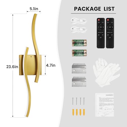 Gold Battery Operated Wall Sconces (2 Count)