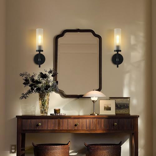 15" Hardwired Frosted Glass 2 PC Bathroom Wall Sconces