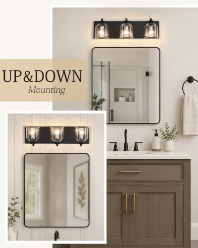 23" 3 Light Farmhouse Bathroom Vanity Light with Bubble Glass