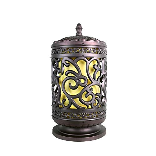Creative Cylinder Exterior Rainproof Pillar Light Traditional E27 Landscape Waterproof Outdoor Column Lamp Street Post Lanterns Patio Villa Garden Balcony Gate Street Lighting with Marble