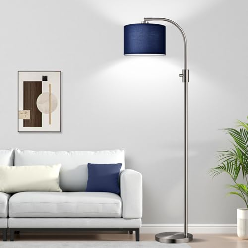 Upgraded Modern Arc Dimmable Tall Standing Floor Lamp with Blue Shade