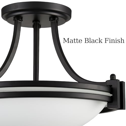 Matte Black Semi Flush Mount Ceiling Light Modern Farmhouse 2
