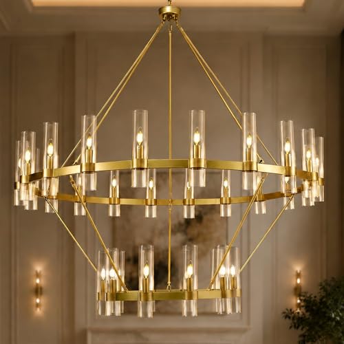 Gold Wagon Wheel Chandelier 2 Tier (30 Count)