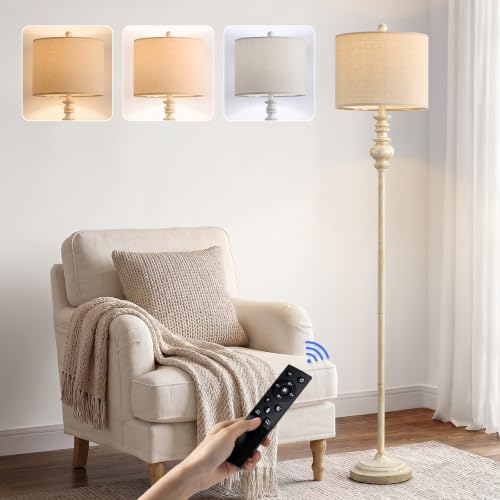 64.25" Farmhouse Floor Lamp with Remote (Warm White & Gold)