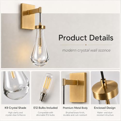 Gold Raindrop Brass Wall Sconces (2 Count)