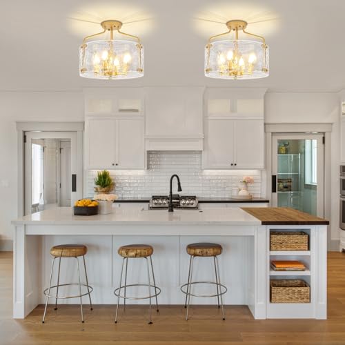 Gold Semi Flush Mount Ceiling Lights Modern Entryway Hallway Light Fixture