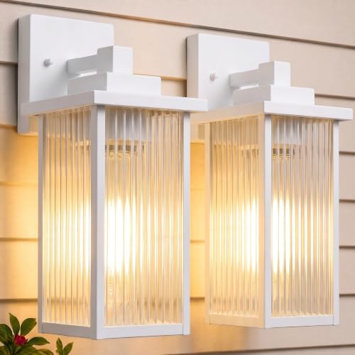 2 Pack 13" White Outdoor Wall Light