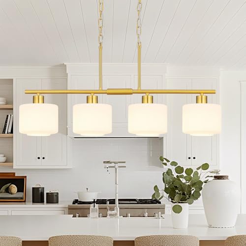 4 Light Brushed Gold Kitchen Island Lighting