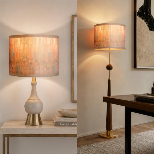 Drum Lampshades Set of 2 (Vintage Orange / 13inx13inx10in)