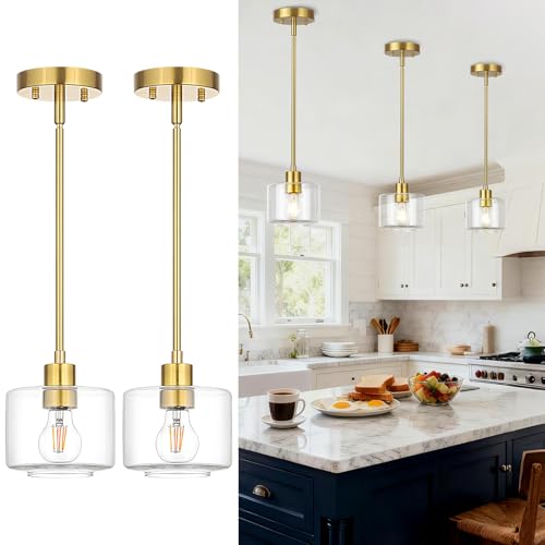 Brushed Gold Pendant Lights Kitchen Island 2 Pack (2 Count)
