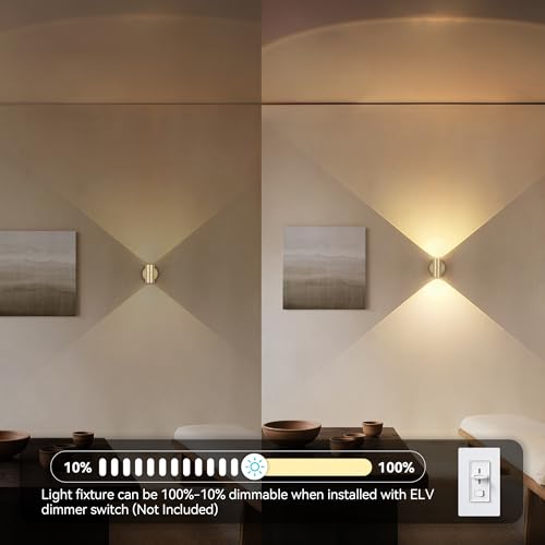 Led Wall Decor Sconces Set of 2 Indoor Gold Light Up Down Hardwired (2 Count)