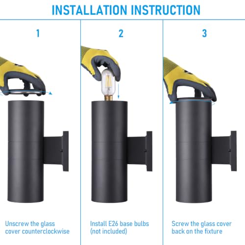 2 Pack 12" Outdoor Cylinder Wall Light (2 Count)